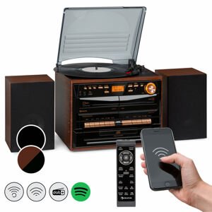 auna 388-DAB + Stereo systém 20W Max. Vinyl CD Kazeta BT FM/DAB + USB Černá