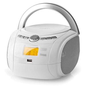 NEDIS CD přehrávač Boombox/ výkon 9 W/ napájení z baterie/ síťové napájení/ stereo/ BT/ FM/ USB/ bílý